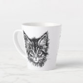 Tasse Latte Visage de Kitten noir et blanc (Angle gauche)
