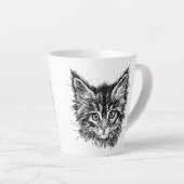 Tasse Latte Visage de Kitten noir et blanc (Angle droit)