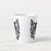 Tasse Latte Visage de Kitten noir et blanc (Devant)