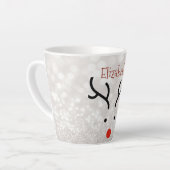 Tasse Latte Visage de renne adorable, Bokeh (Angle gauche)