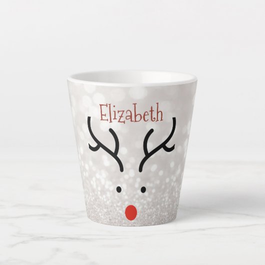 Tasse Latte Visage de renne adorable, Bokeh (Devant)
