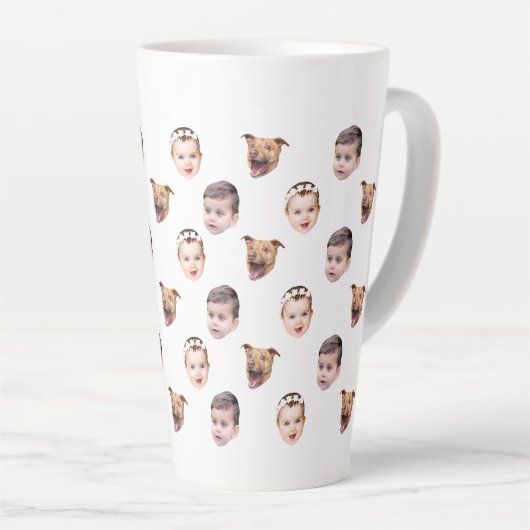 Tasse Latte Visage personnalisé, cadeau familial unique 3 phot (Angle droit)