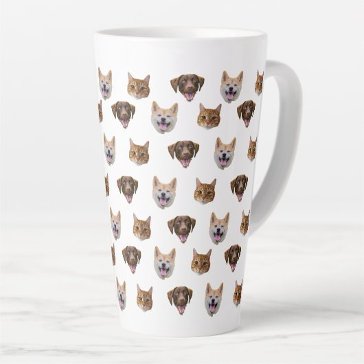 Tasse Latte Visage personnalisé Chien, Chien Chat Maman Photo (Angle droit)