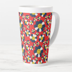 Tasse Latte Visage Souriant Rétro Patriote