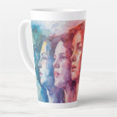 Tasse Latte Visages des femmes - Peinture aquarelle (Angle gauche)