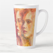 Tasse Latte Visages des femmes - Peinture aquarelle (Droite)