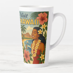 Tasse Latte Visite Hawaii Tourisme Art Mid Century