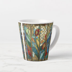 Tasse Latte Vitrail Coquelicots Chef Rouge au Lever du Soleil