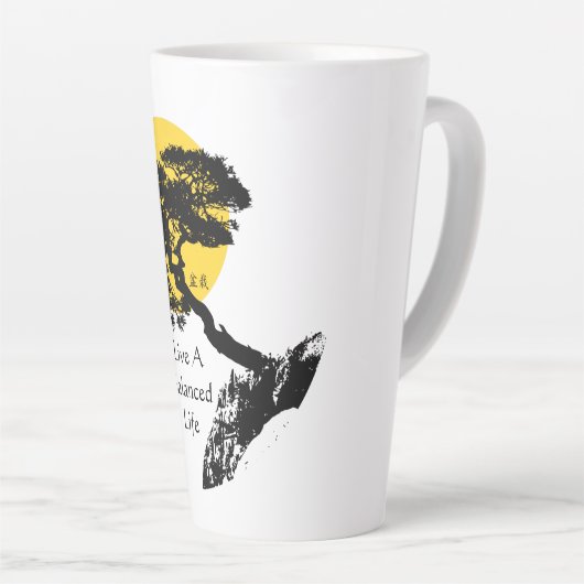 Tasse Latte Vivez un arbre bonsaï à vie équilibrée (Angle droit)