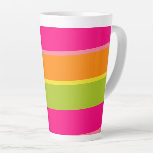 Tasse Latte Vivid, mignon rose, vert, orange et jaune (Angle droit)
