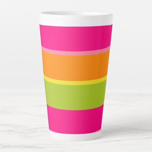 Tasse Latte Vivid, mignon rose, vert, orange et jaune (Devant)