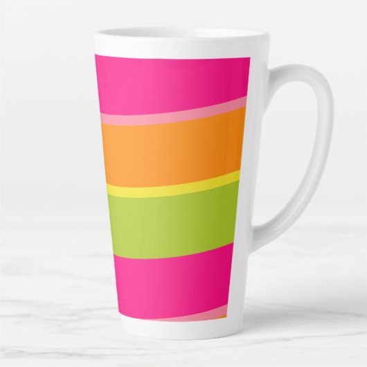 Tasse Latte Vivid, mignon rose, vert, orange et jaune (Droite)