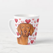Tasse Latte Vizsla Hongroise Coeurs rouges Motif Chien Aimer R (Angle gauche)