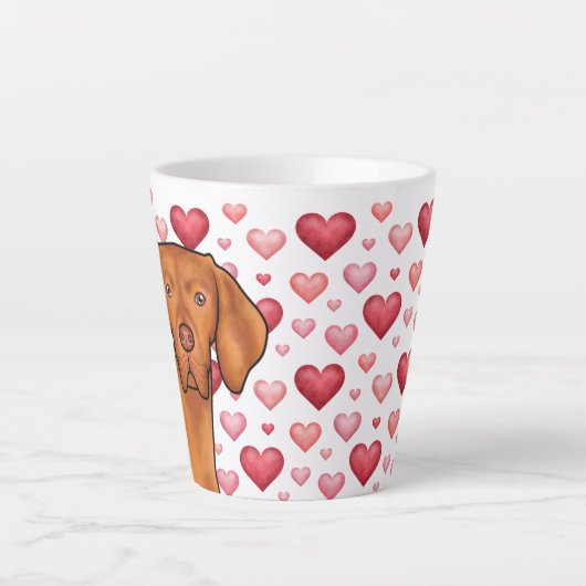 Tasse Latte Vizsla Hongroise Coeurs rouges Motif Chien Aimer R (Devant)