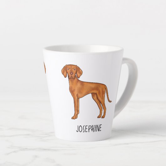 Tasse Latte Vizsla Hongroise Cute Pointer Chien Avec Nom Perso (Angle droit)