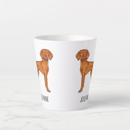 Tasse Latte Vizsla Hongroise Cute Pointer Chien Avec Nom Perso (Devant)
