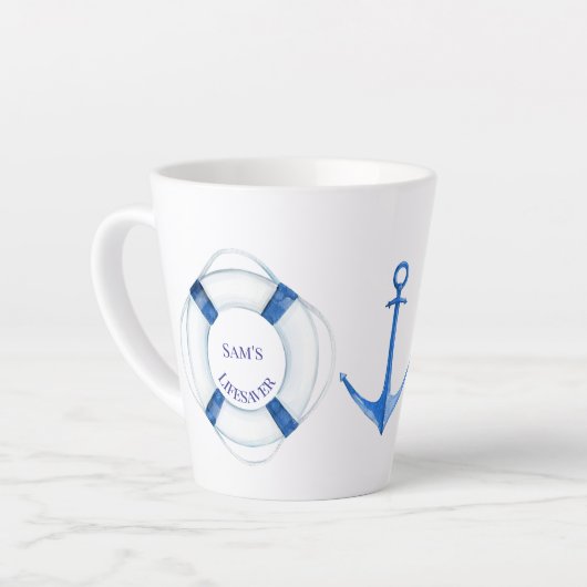 Tasse Latte Voilier Away Life Ring et Ancre Lifesaver (Angle gauche)