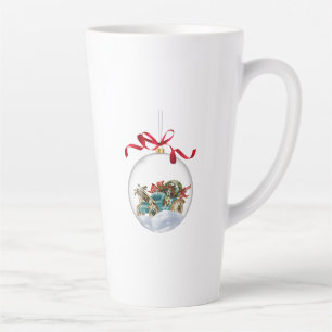 Tasse Latte Voiture ancienne dans une boule de Noël transparen