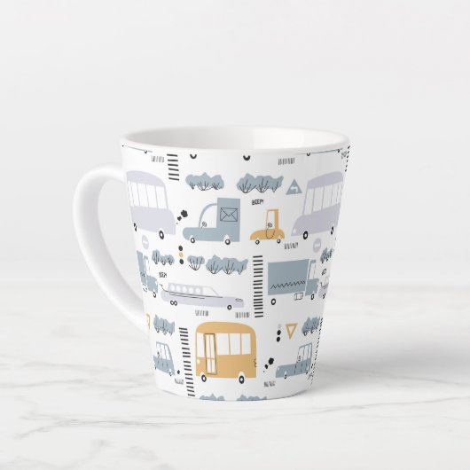 Tasse Latte Voitures mignonnes dans le Motif de la circulation (Angle gauche)