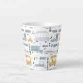 Tasse Latte Voitures mignonnes dans le Motif de la circulation (Devant)