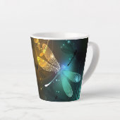 Tasse Latte Vol de libellule verte lumineuse (Angle droit)