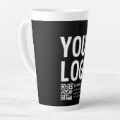 Tasse Latte Votre logo avec code QR et texte modifiables (Angle gauche)