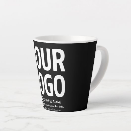 Tasse Latte Votre logo avec code QR et texte modifiables (Angle droit)