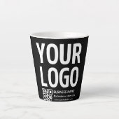 Tasse Latte Votre logo avec code QR et texte modifiables (Devant)