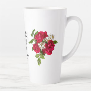 Tasse Latte Votre message : Bouquet Rose rouge Photo Valentine