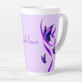 Tasse Latte Votre nom Lupus Warrior Purple Butterfly Ribbon (Angle droit)