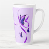 Tasse Latte Votre nom Lupus Warrior Purple Butterfly Ribbon (Droite)
