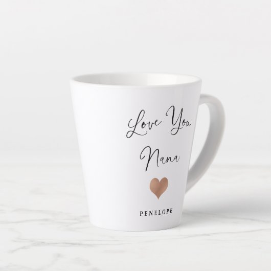 Tasse Latte Vous aimez Nana | Script manuscrit et coeur (Angle droit)