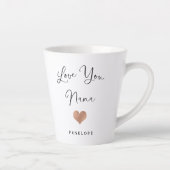 Tasse Latte Vous aimez Nana | Script manuscrit et coeur (Droite)
