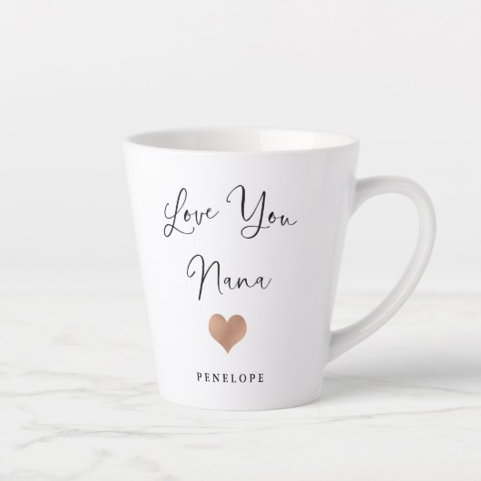 Tasse Latte Vous aimez Nana | Script manuscrit et coeur (Droite)