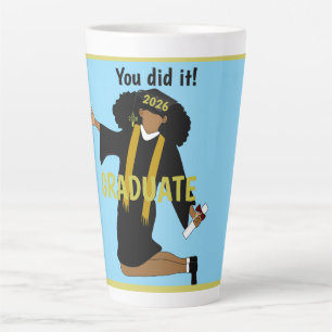 Tasse Latte Vous avez réussi ! 2026 Diplômé afro-américain Gra