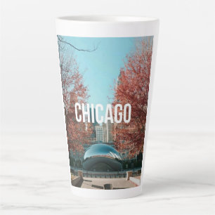 Tasse Latte Voyage à Chicago Cloud Gate Bean Toile d'automne
