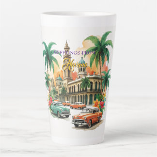 Tasse Latte Voyage Cuba vintage - Salutations de La Havane