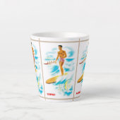 Tasse Latte Voyage vintage de surf à Hawaï (Devant)