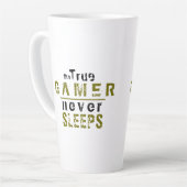 Tasse Latte Vrai Gamer ne dort jamais Typographie Gamer (Angle gauche)