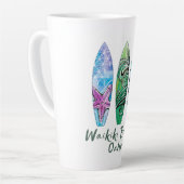 Tasse Latte Waikiki Beach Oahu Watercolor Surboards (Angle gauche)