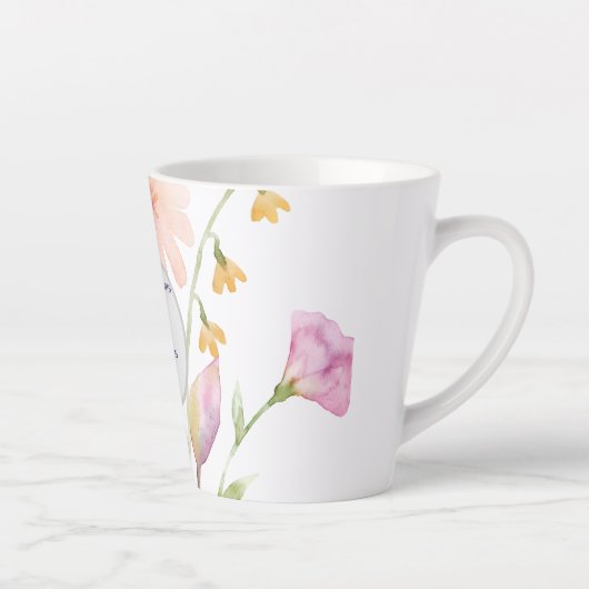 Tasse Latte watercolor flower editable (Droite)