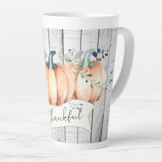Tasse Latte Watercolor Rustic Pumpkins (Angle droit)