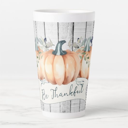 Tasse Latte Watercolor Rustic Pumpkins (Devant)