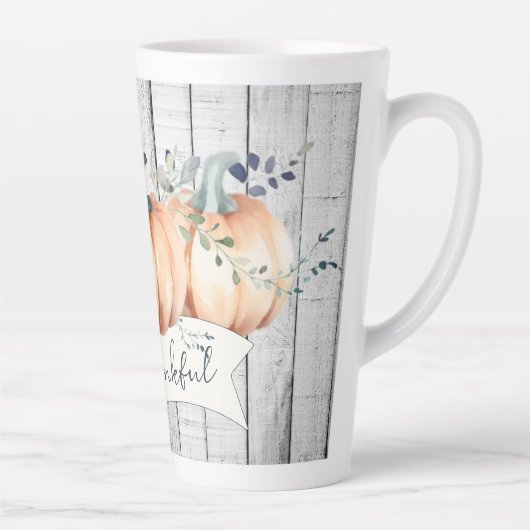 Tasse Latte Watercolor Rustic Pumpkins (Droite)