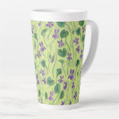Tasse Latte Watercolor violets on honey dew (Angle droit)