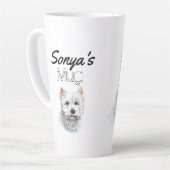 Tasse Latte Watercolor West Highland White Terrier (Angle gauche)