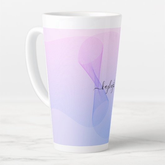 Tasse Latte Wavelines Abstraites bleu rose (Angle gauche)