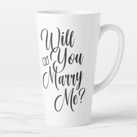 Tasse Latte Wedding Marriage Elegant Script Proposal  (Droite)