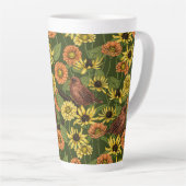 Tasse Latte Wens et fleurs sur vert (Angle droit)