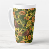 Tasse Latte Wens et fleurs sur vert (Angle gauche)